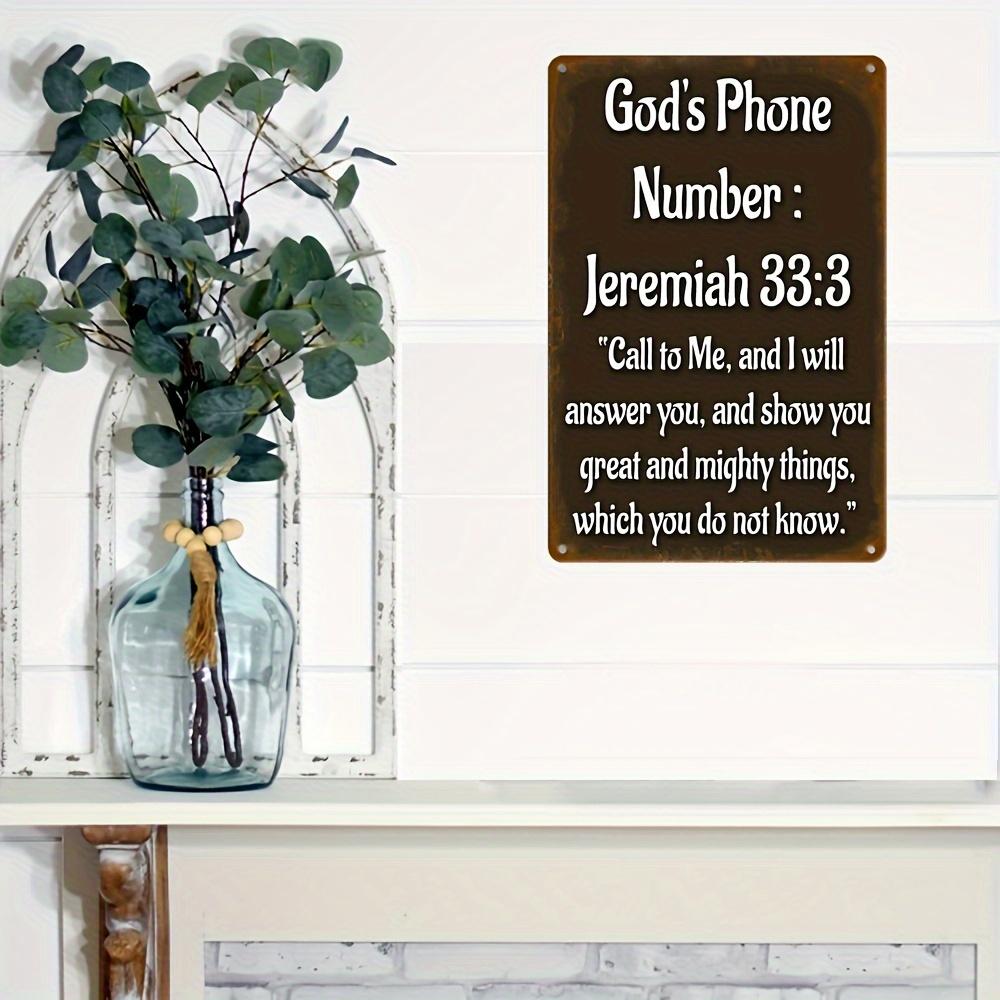Gods Phone Number Jeremiah Sign 8x12 Inch Religious Wall Decor Bible Verse Art Weathered Finish Inspirational Gift for Home Office Church Bold Scripture Plaque