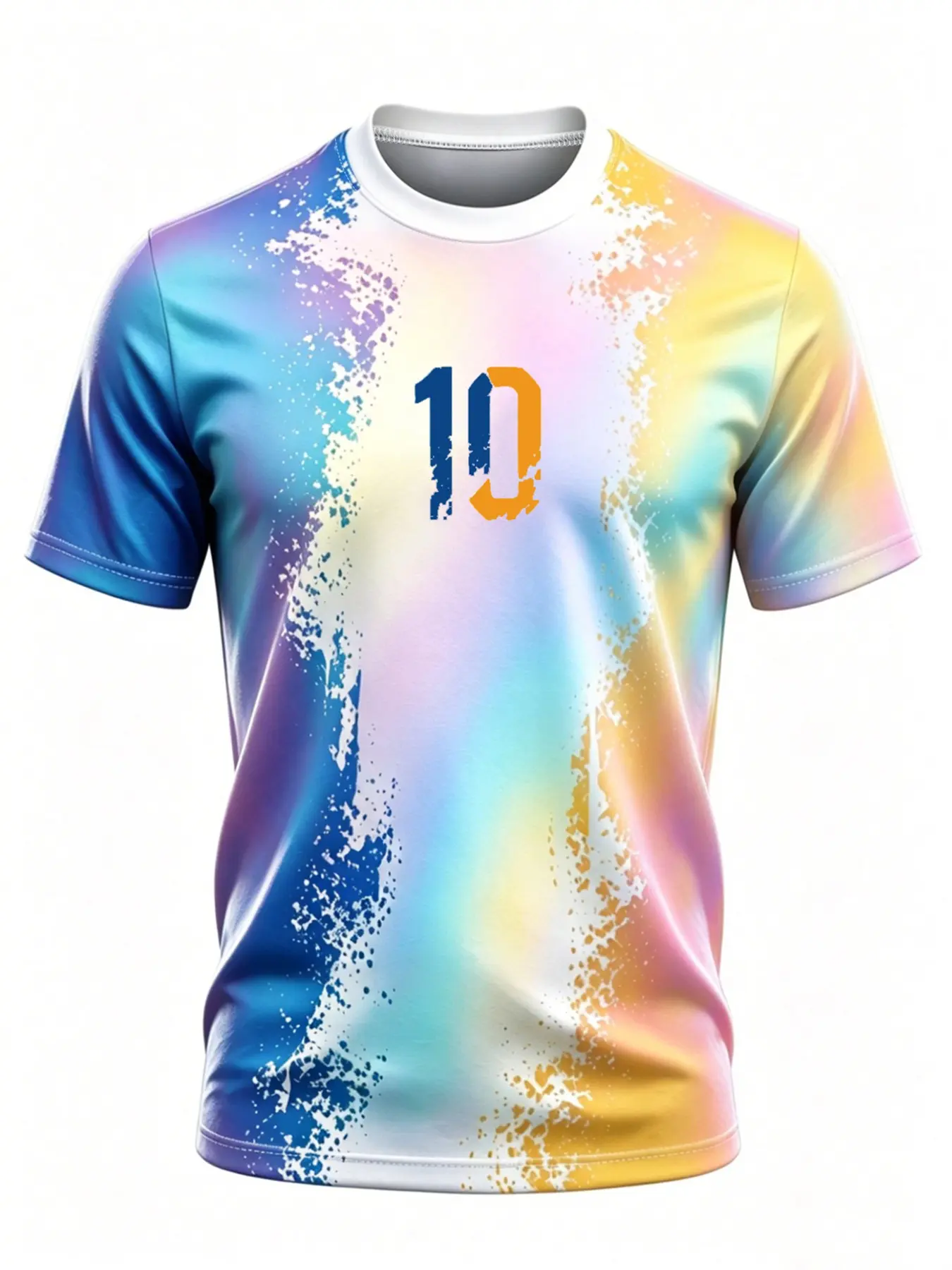Gradient Tie-Dye Soccer Jersey, Unisex Summer Quick-Dry Short Sleeve Sports T-Shirt, Team Match Training Loose Fit Football Wear