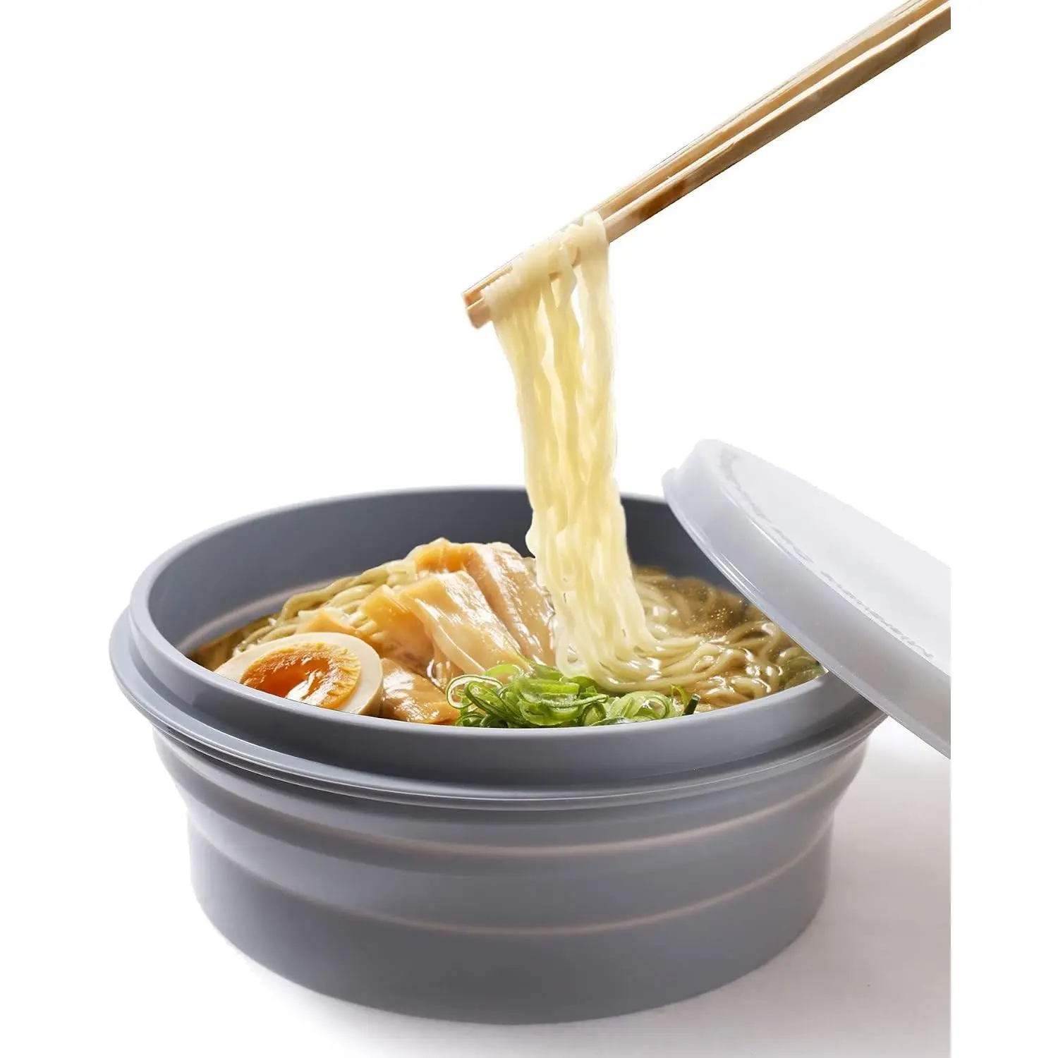 Silicone Collapsible Bowl with Lid - 800ML Folding Travel Bowl for Camping, Hiking - Heat Resistant