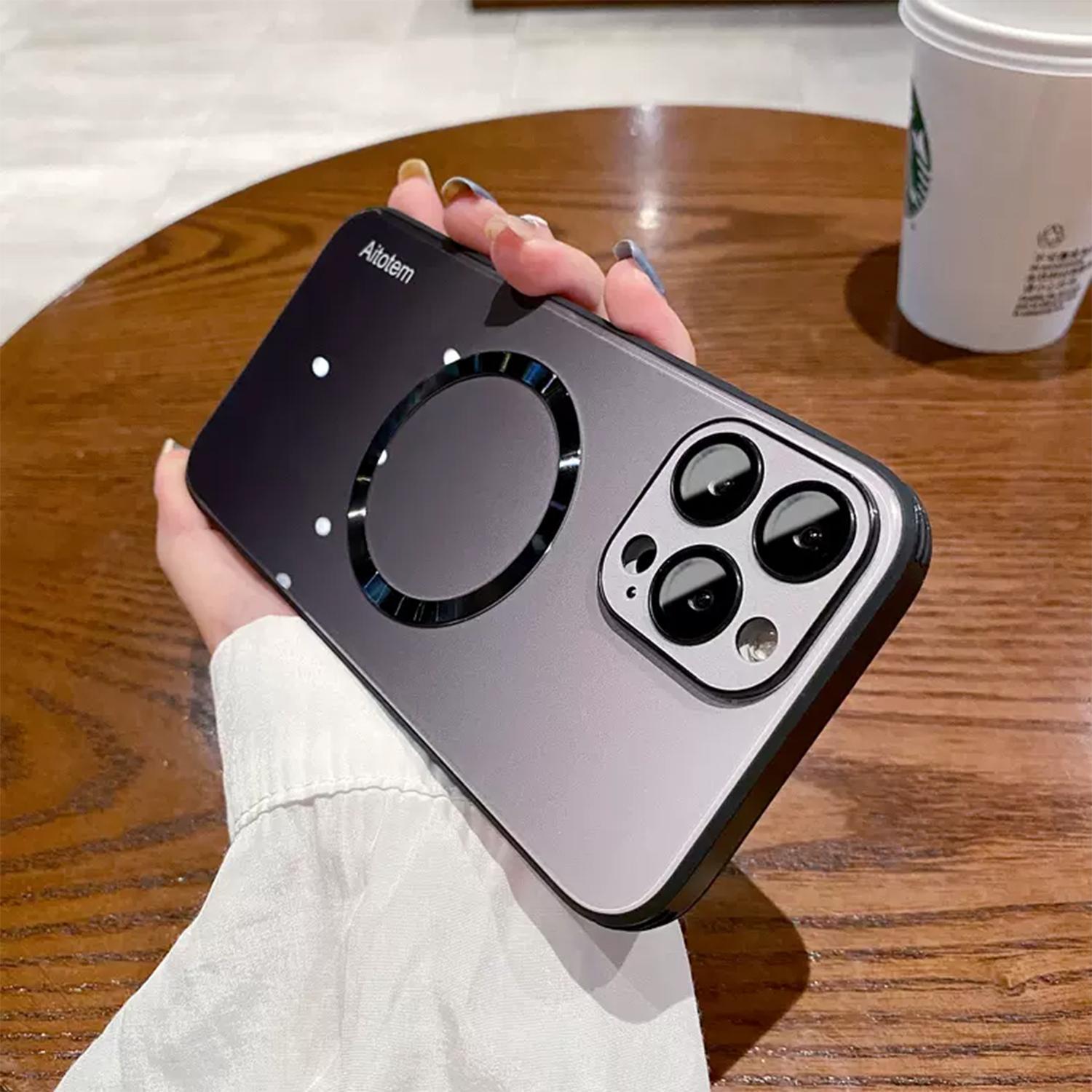 Magnetic Gradient Case For iPhone 17 Pro Max 17 Air 16 15 14 13 12 Pro Max with Full Camera Lens Protector [Compatible with MagSafe] Scratch Resistant Gradient Glass Back Cover