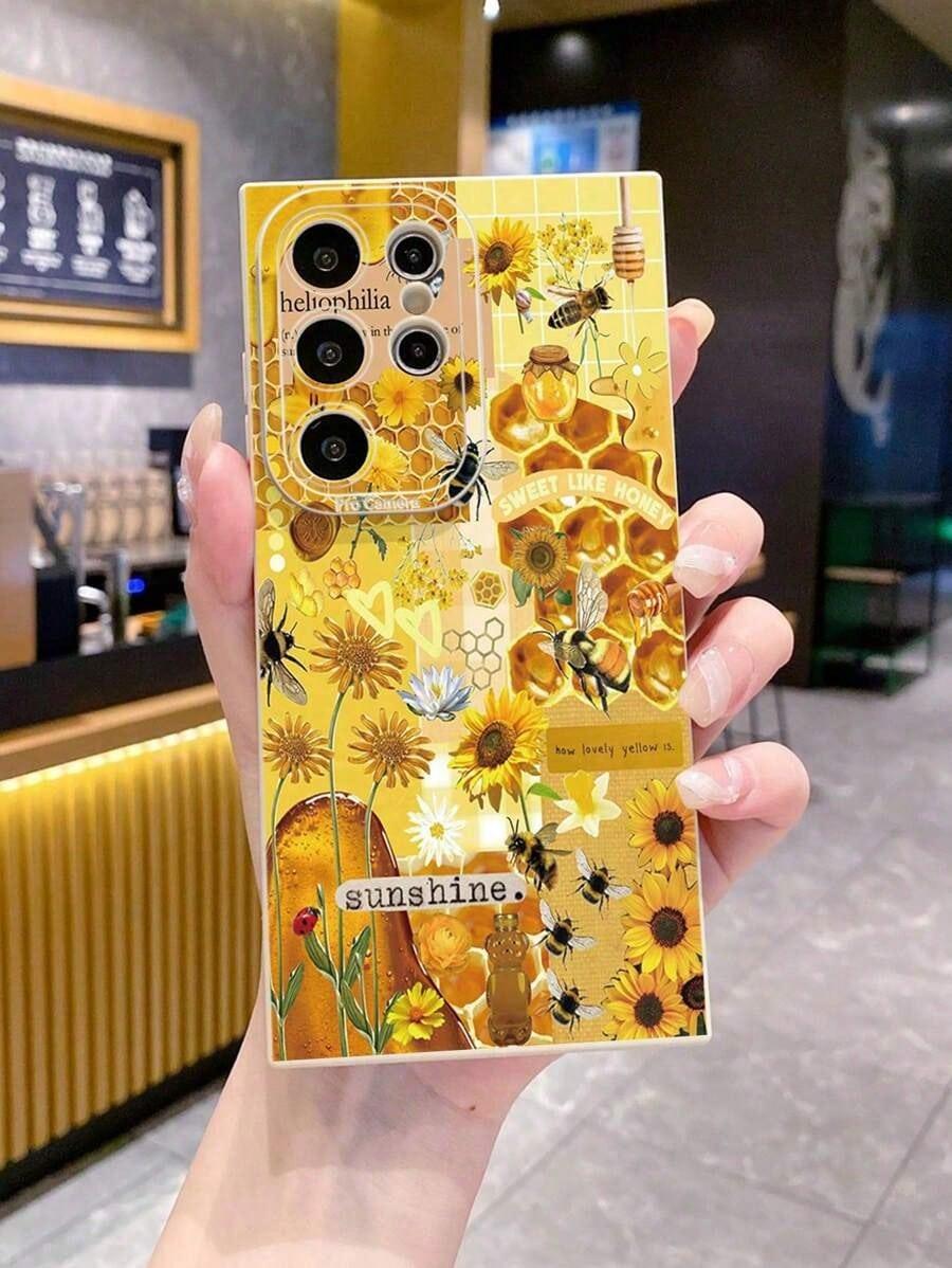 1PC Sunflower & Bee Pattern Shockproof Phone Case Suitable For IPhone17/IPhone17 Air/IPhone17 Pro/IPhone17 Pro Max/16 Pro Max/15 Pro Max/14 Pro Max/13 Pro Max/12 Pro Max/11 Pro Max