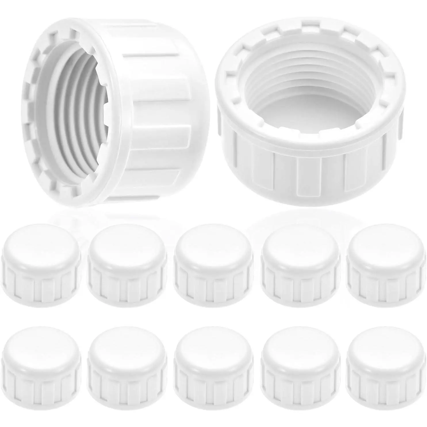 1/2" PVC Sprinkler Cap 12 count End Female Thread Pipe Plug Adapter for Irrigation,DIY Projects,Sprinkler  Cap,Plumbing Repair,Sturdy Construction With Easy Installation (1/2in White)