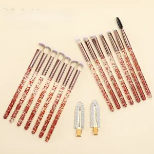 JOS New Diamond-Inlaid Crystal Makeup Brush and Diamond Headband 16-Piece Full Set Beauty Tools Multi-Color Makeup Kit