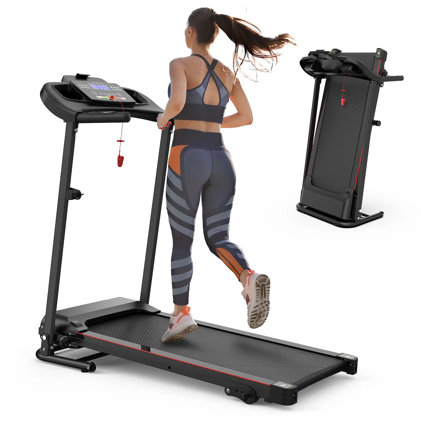 ARCH Folding Incline Treadmill for Home - 2.5HP Electric Running Machine, 12KM/H Speed, Bluetooth Music, Cup Holder, Heart Rate Sensor, Foldable for Indoor Gym Walking Jogging Cardio Exercise, Treadmills For Home