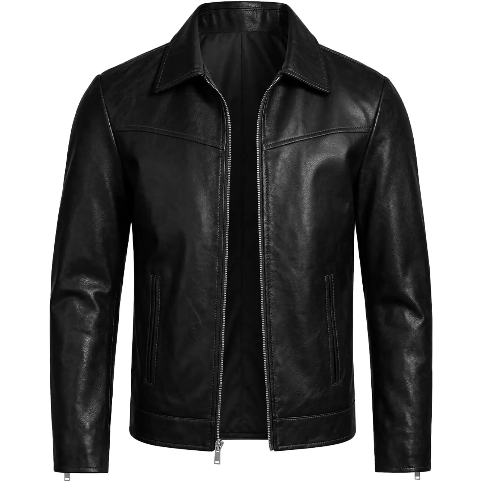 Runcati Men's Leather Jacket Motorcycle Biker Casual Faux Leather Outwear