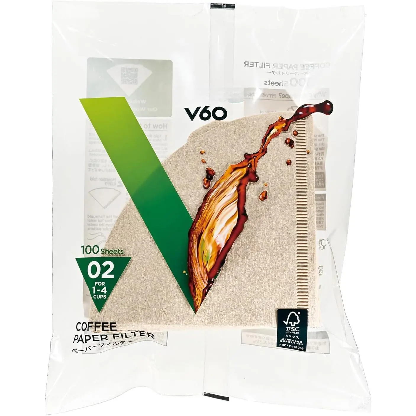 Disposable V60 Cone Coffee Filter - Size 02, Natural, 100ct, Conical Shape, Polyethylene Material, Ideal for Home Brewing