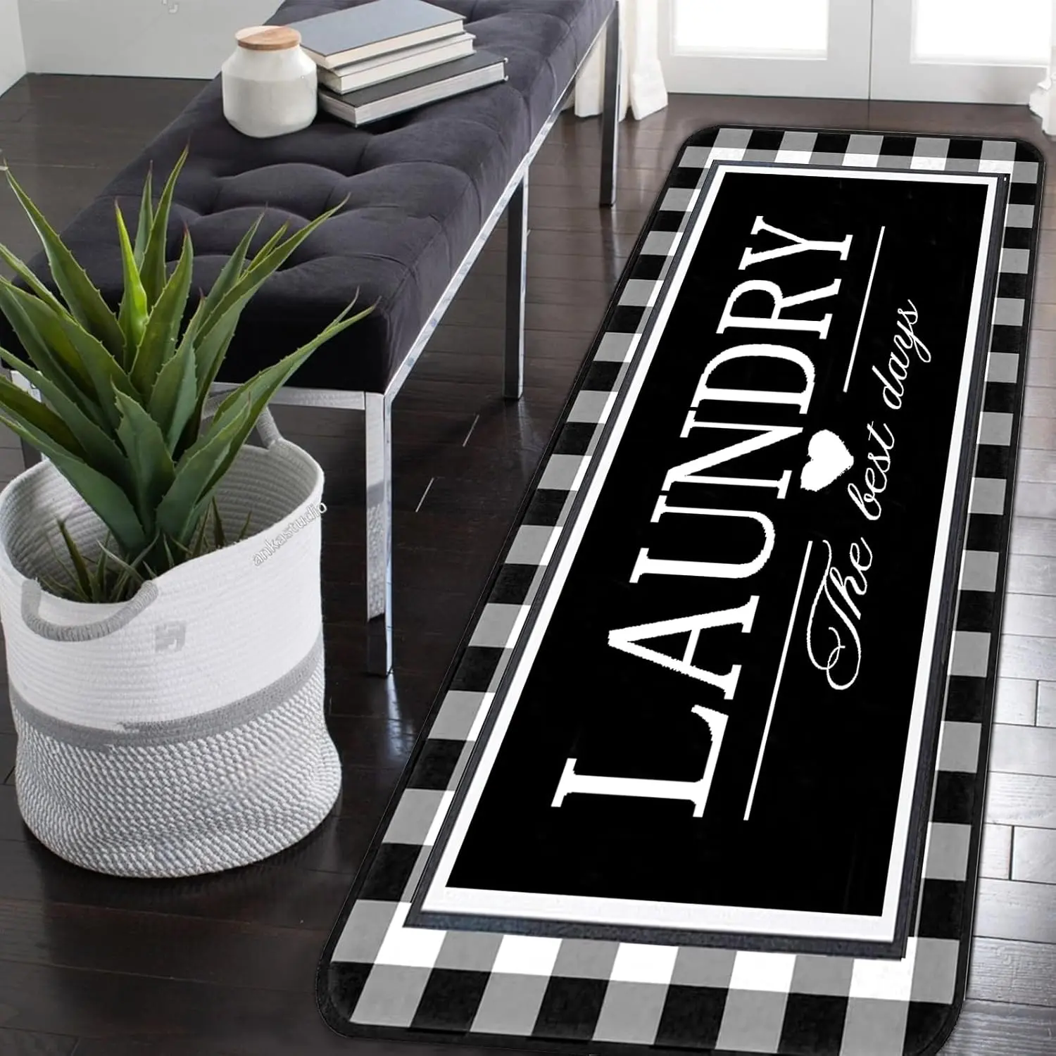 Farmhouse Laundry Room Rug Runner 20"X59" Kitchen Mat Washable Entryway Rugs Soft Non Slip Laundry Carpets Comfort Standing Desk Mats,Carpet for Sink,Office,Laundry Room Decor Accessories