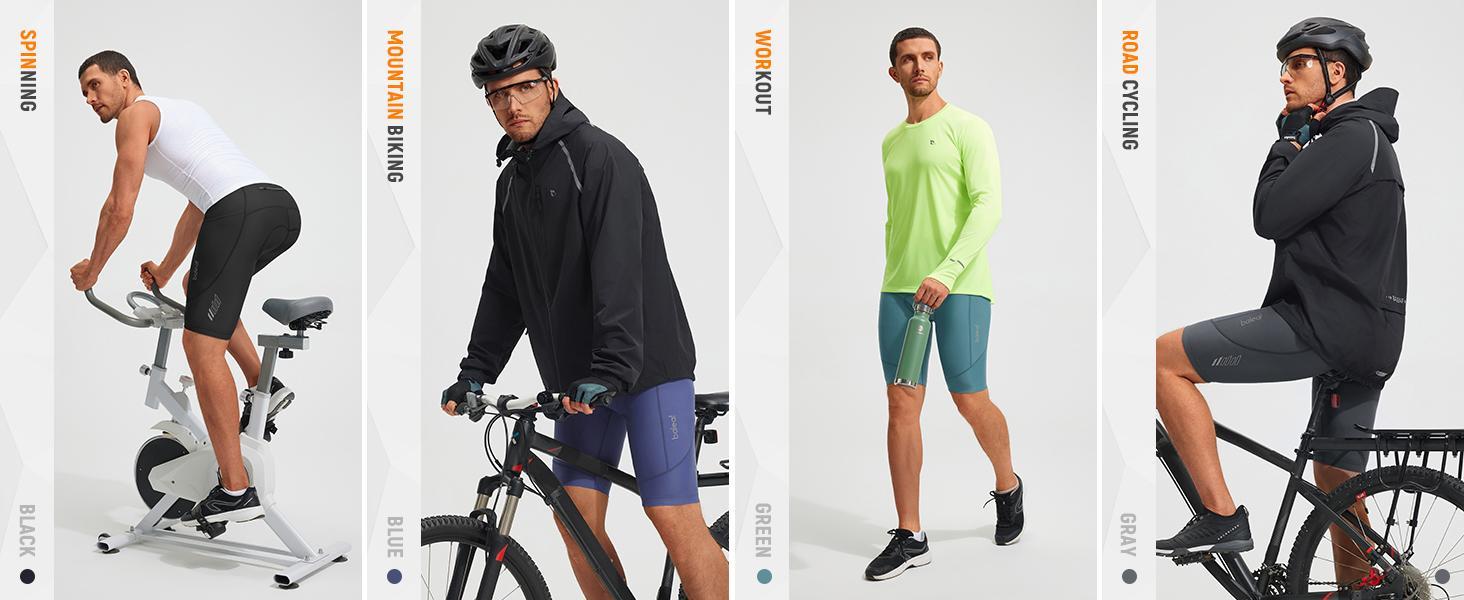 Baleaf Mens 4D Padded Bike Shorts Cycling Shorts with Phone Pockets Zipper UPF 50+ Reflective Mountain Biking Gear