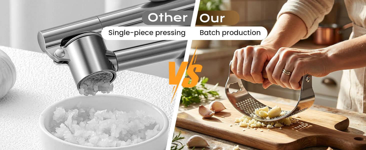 Upgraded Garlic Press Rocker, Manual Garlic Presser with Peeler, Wide Handle Garlic Chopper Grinder for Home Kitchen Gadgets Tools (1PC)