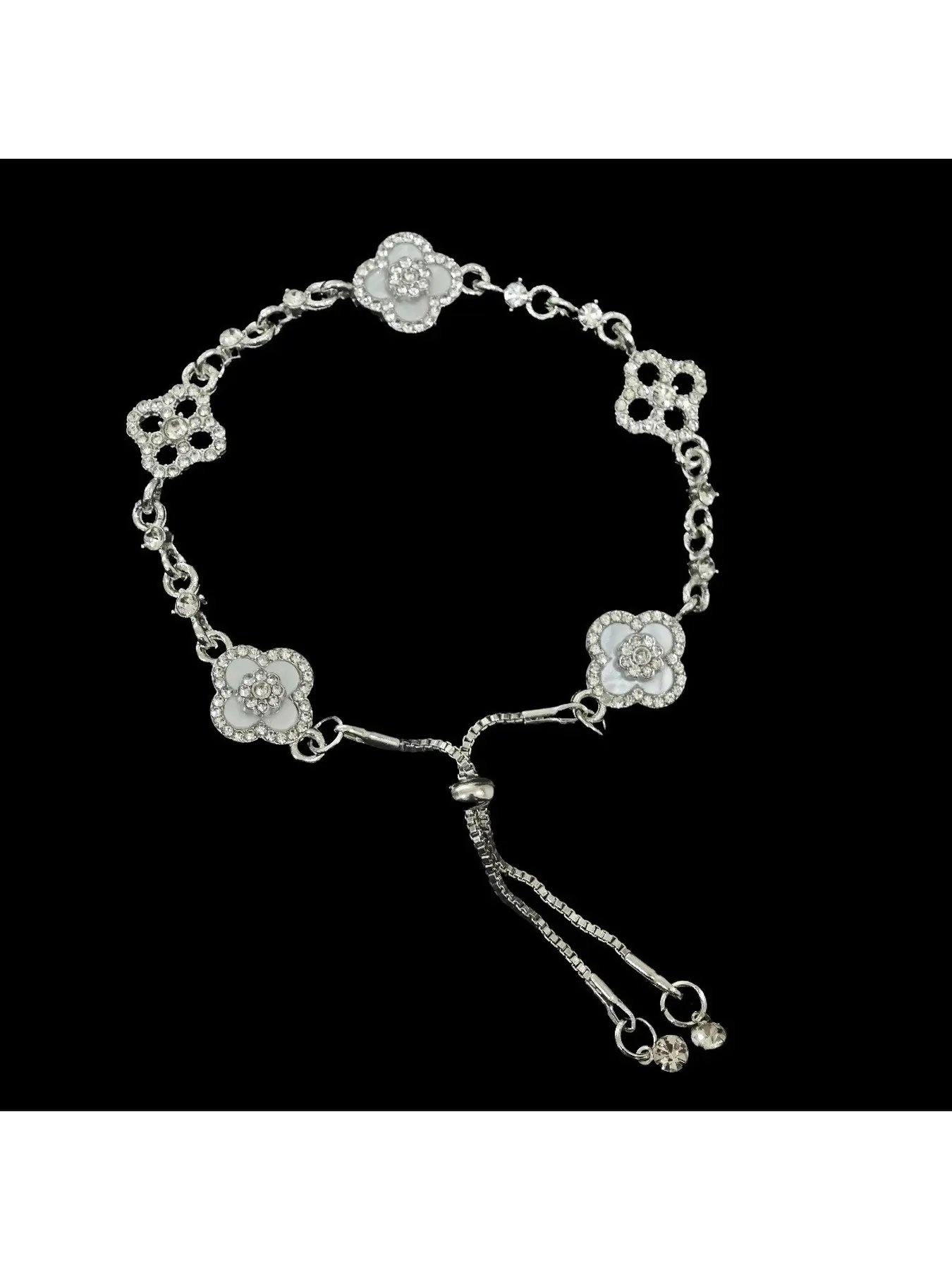 New four-petal flower zircon lucky four-leaf clover bracelet, light luxury and elegant, adjustable bracelet, new jewelry..