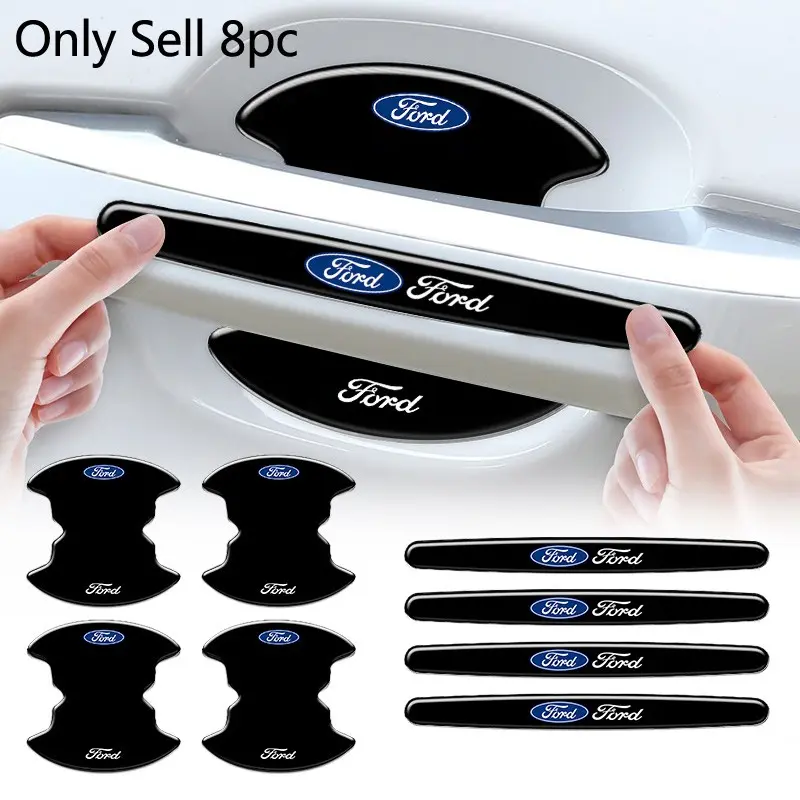 8pcs Car Door Handle Bowl Anti-collision Protective Stickers For Cars Automotive Decals For Ford Focus Mondeo mk4 mk5 Ranger Fusion Kuga Mustang F150 Bronco Auto Accessories