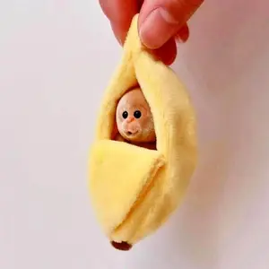 Cute Monkey Banana Plush Doll Sweet Soft Stuffed Animal Healing Kawaii Dopamine Plush Toy Adorable Cartoon Decor Teen Girls Gift