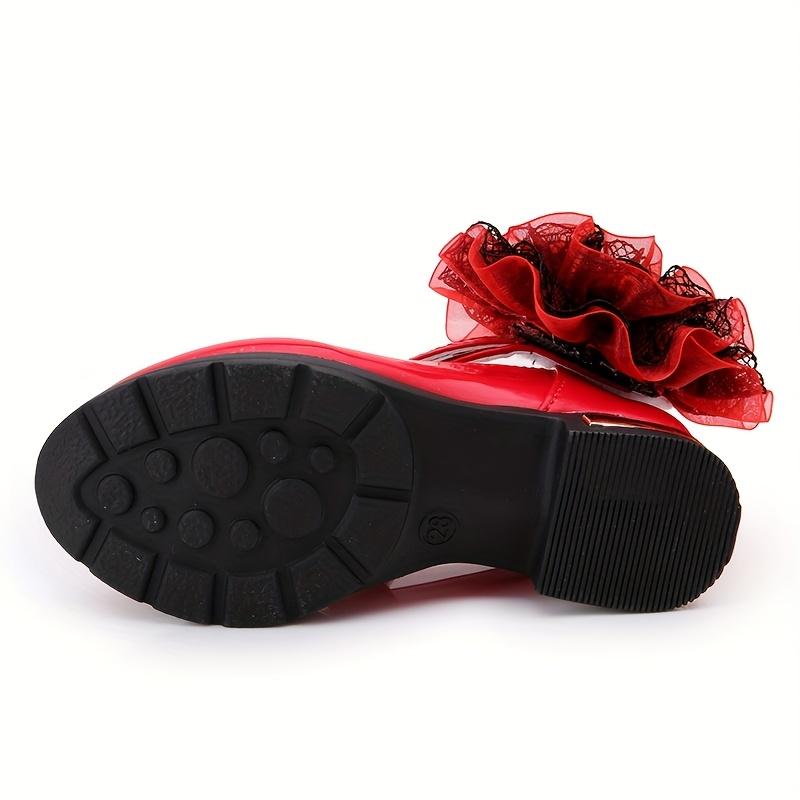(New) Girls' Elegant Floral Mary Jane Footwear - Glamorous Girly Closed-Toe Flat Shoes, Comfortable Non-Slip Dress Shoes for Performance, Parties (Spring Summer)