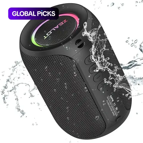 ZEALOT Portable Bluetooth-compatible Speaker, Multifunctional Wireless Speaker, 15W Stereo Speaker with Super Bass and RGB Lighting, Waterproof Speakers for Home, Outdoor, Halloween Gifts, Rechargeable Speaker System #GLOBAL PICKS