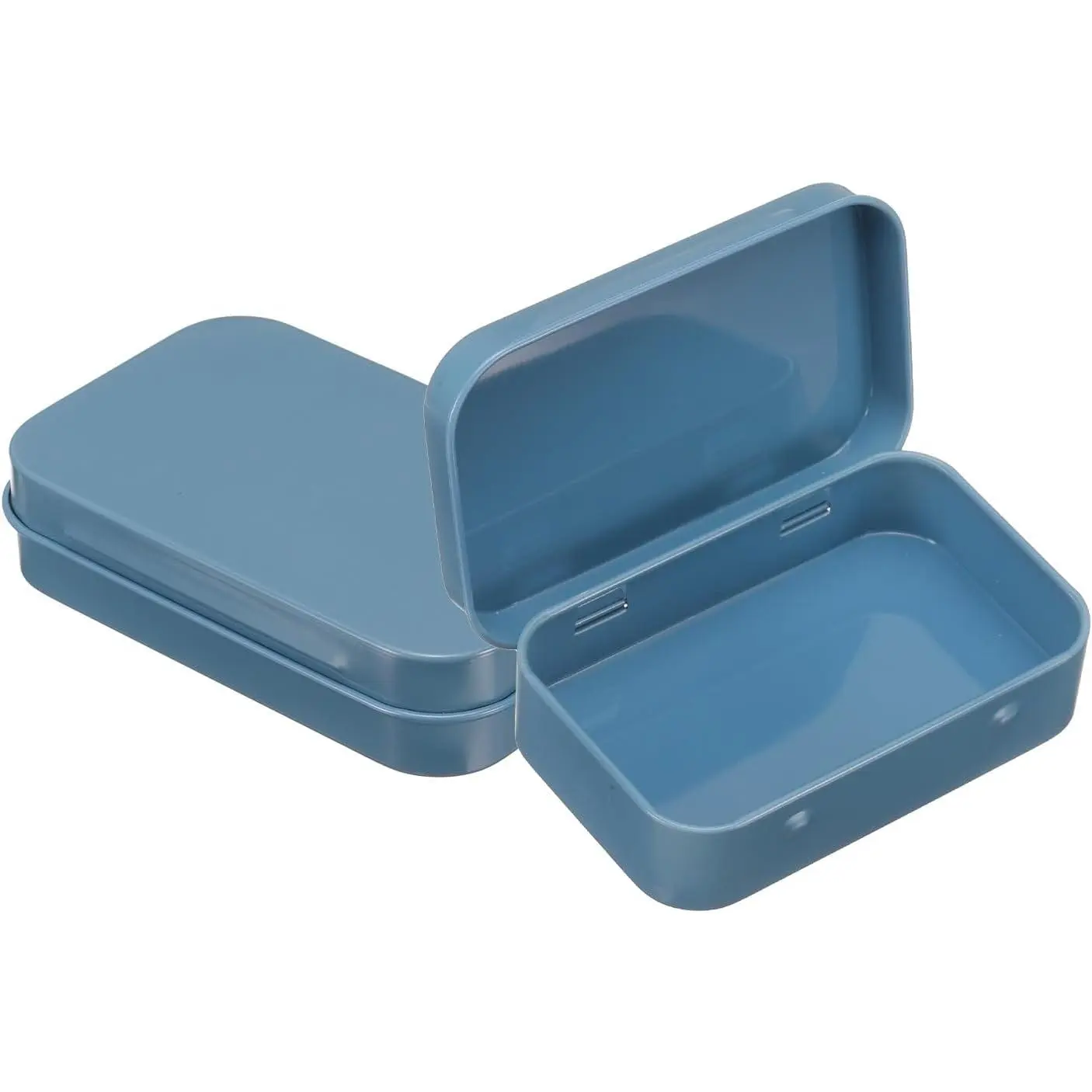 2 count Metal Tin Box, 3.7x2.4x0.8 Mini Portable Rectangular Empty Tinplate Small Storage Container Airtight Tins with  for Candy Favors Crafts Christmas Gifts, Blue