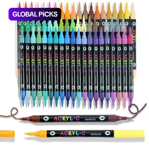 24/48/72/120 Colors Acrylic Paint Markers, Dual Tip Paint Pens for Rock Painting, Canvas, Wood, Glass, Ceramic, Fabric, Plastic, Egg & Scrapbook, Artist Bundle
