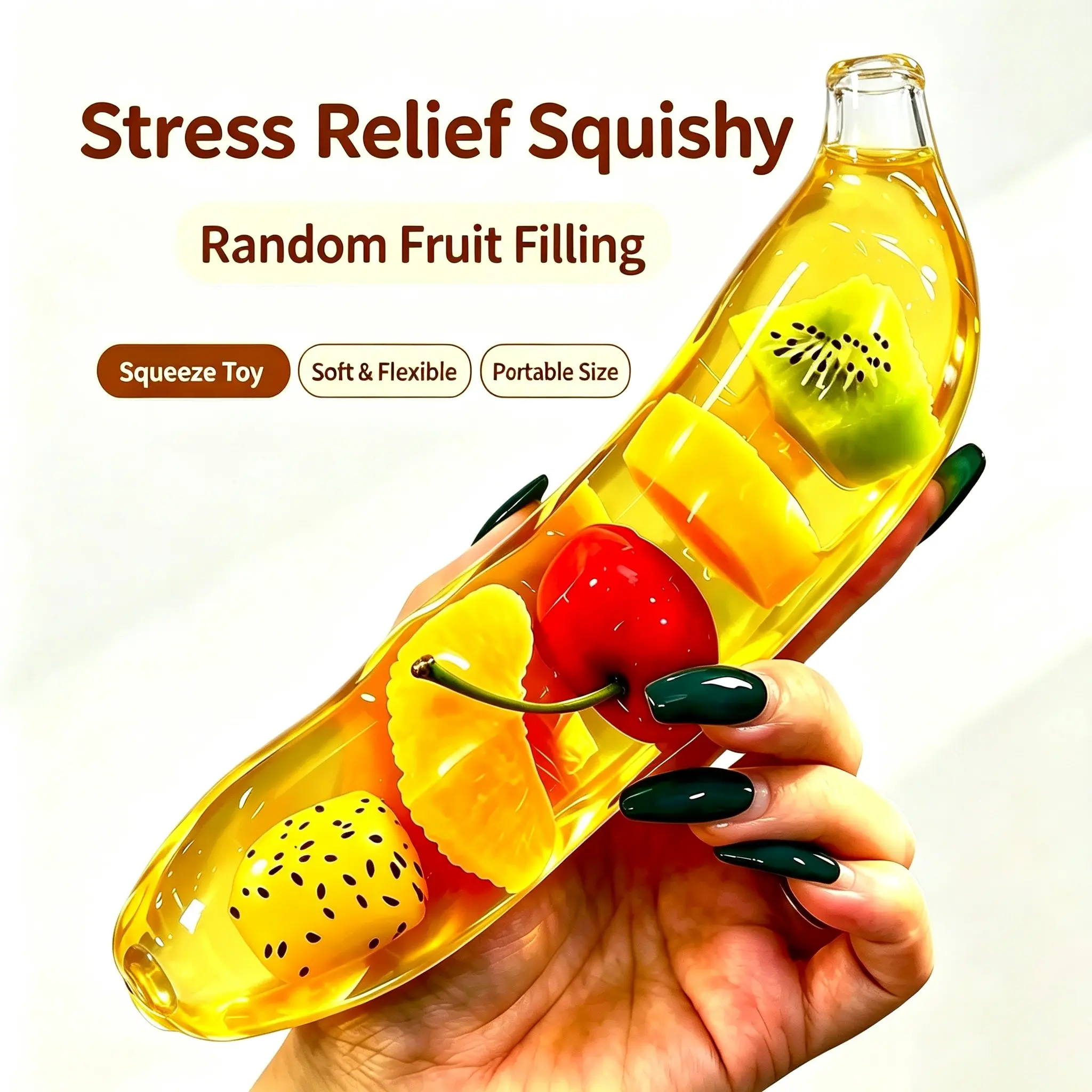 Slow Rebound Maltose Fruit Banana Squeeze Stress Relief Toy, Adult and Child Fidget Toy, Relaxing and Fun Sensory Play