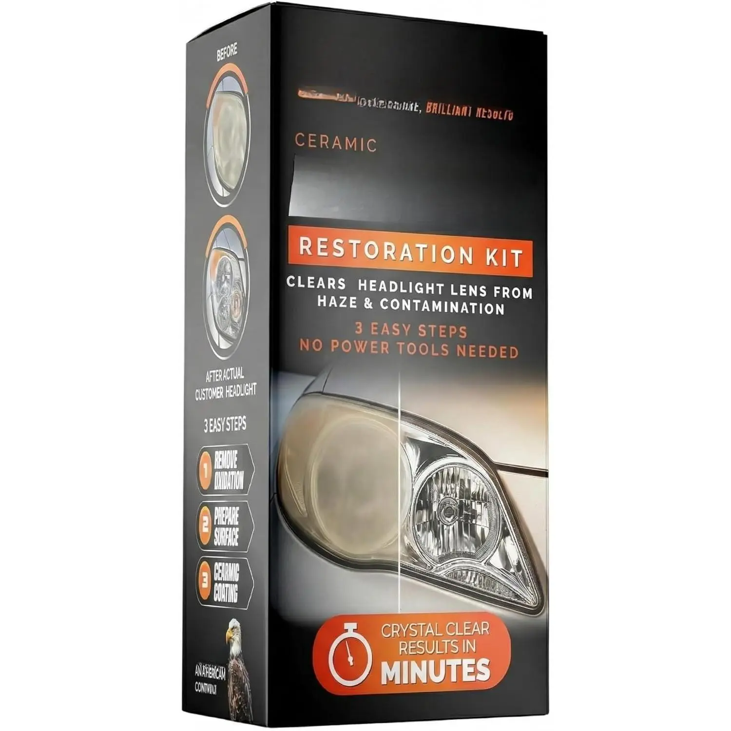 Ceramic Headlight Restoration Kit -  Headlights Cleaner & Restorer for Cloudy, Yellowed Headlights - with UV Protection for Durable Clarity & Shine - No Power Tools Needed