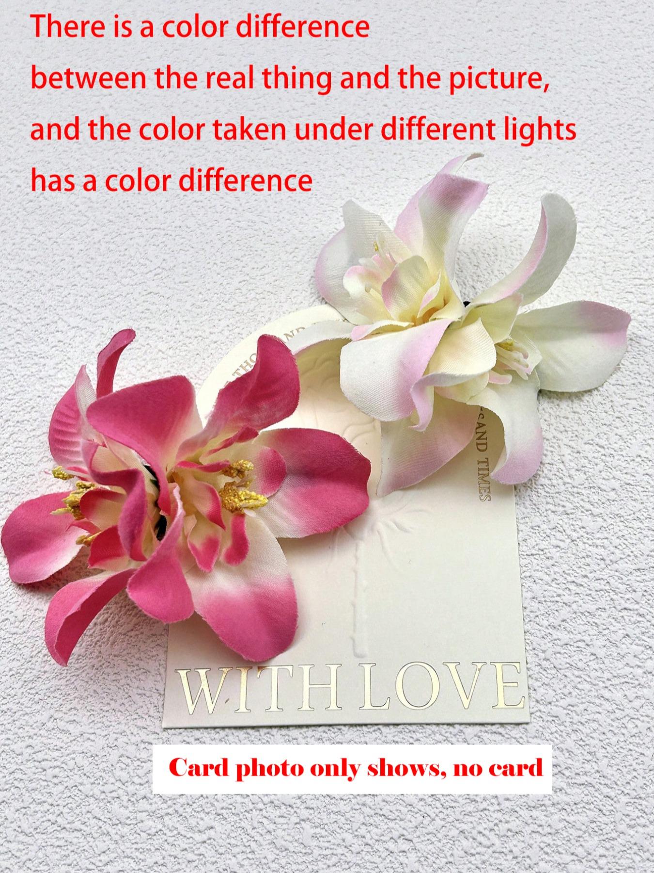 Boho Style Ombre Orchid Design Hair Clip Set, Elegant Flower Decor Hair Accessories for Women & Girls, Minimalist Headwear Suitable for Thick Hair