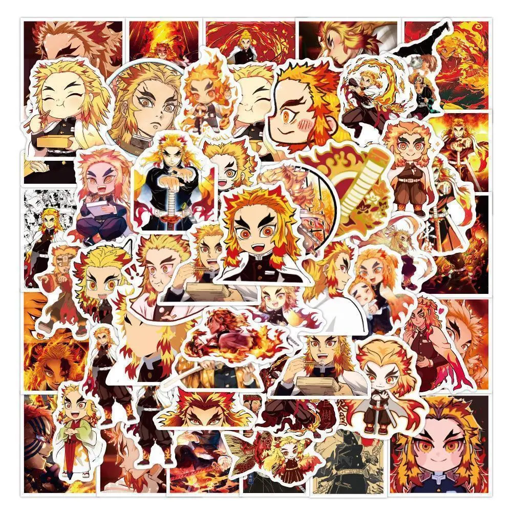 2026 New hot item  10/30/50PCS Anime Demon Slayer Kimetsu No Yaiba Cartoon Stickers Rengoku Kyoujurou Guitar Laptop Skateboard Demon Blade Sticker