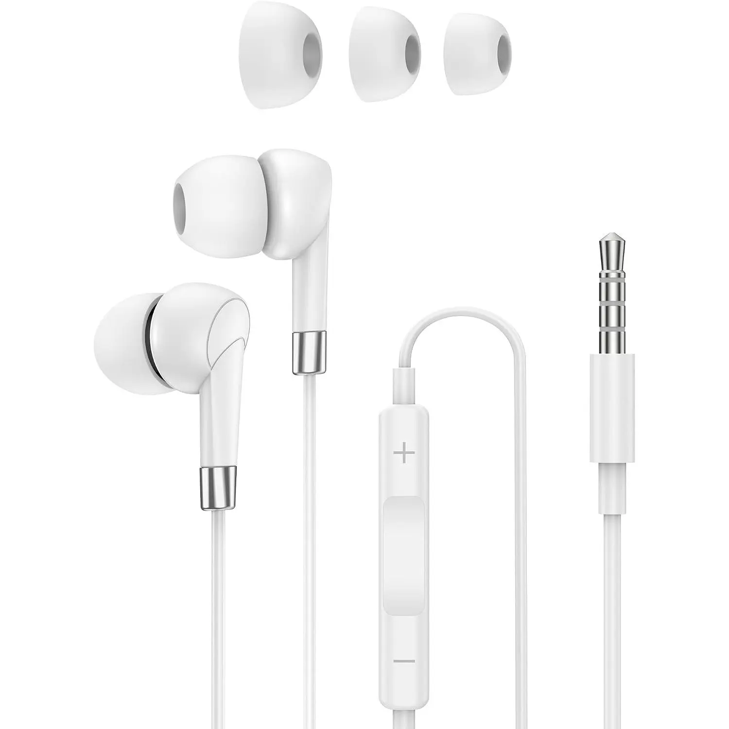 3.5mm Wired Earphones, in-Ear Earbud Headphone with Mic [White] | 3.5mm Aux Jack Ear Buds Earphones Wired Headphone with Microphone  Bud Noise Isolation Corded Earpods Audifonos 4ft