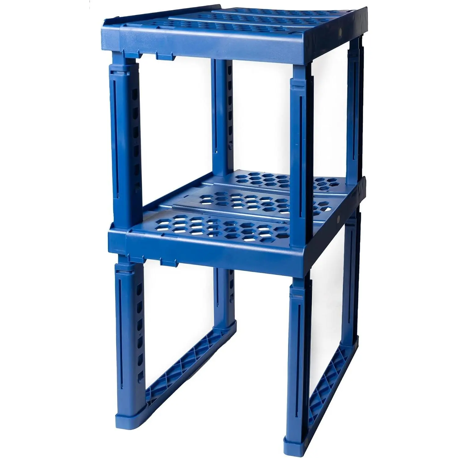 Locker Organizer Shelf, Adjustable Width & Height, Ideal for School, Office, and Gym Lockers (Blue, 2 Pack)