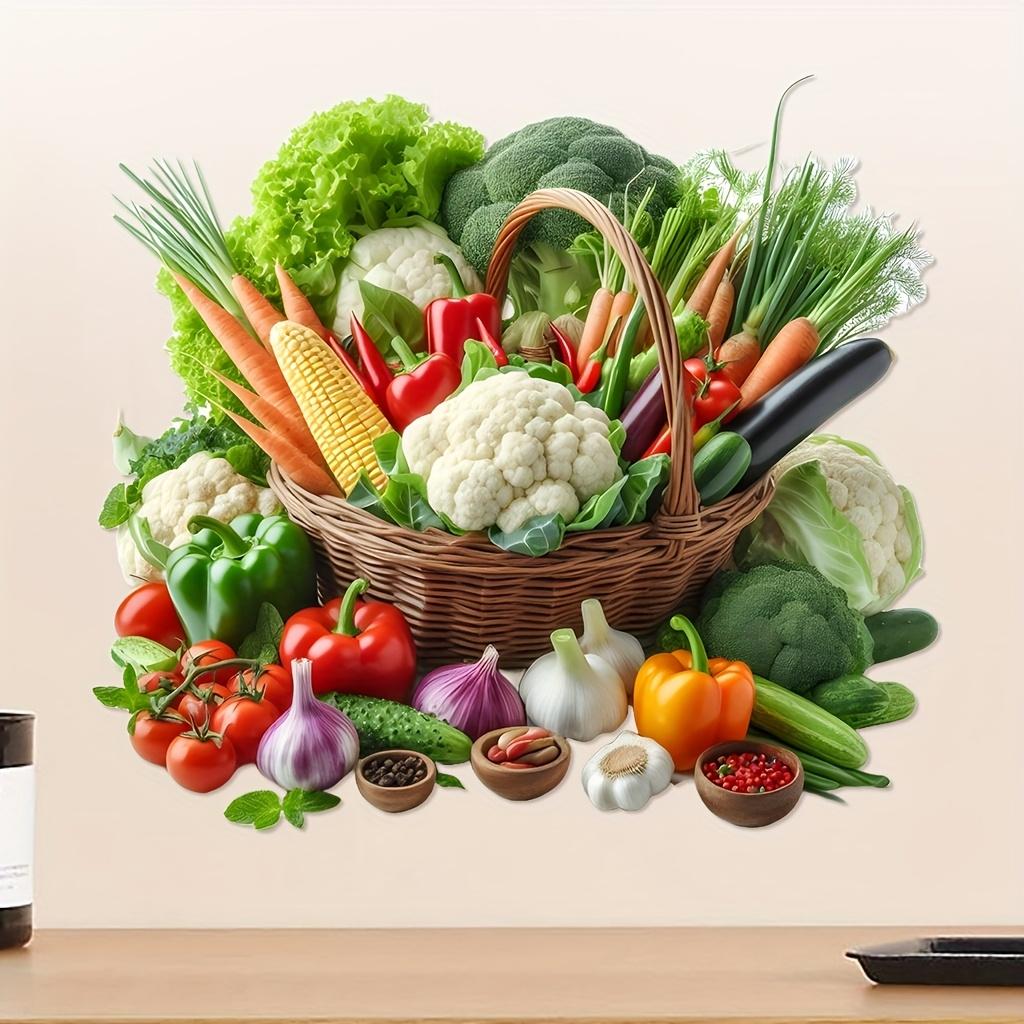 Self-Adhesive Removable Vegetable Fruit Wall Decal, Kitchen Living Room Decoration, Easy Peel & Stick Vinyl Art, Home Decor Sticker