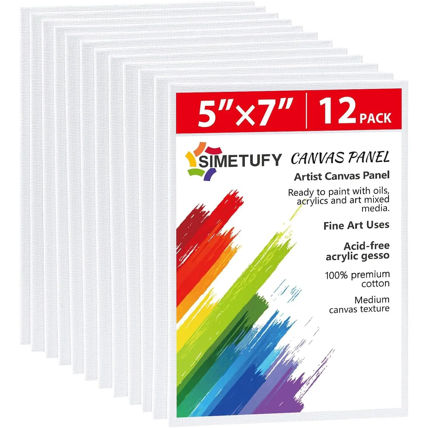 12 Pack 5x7 Inch Small Flat Canvas Boards for Painting, Gesso Primed Acid-Free   Blank Canvas Panels for , Non