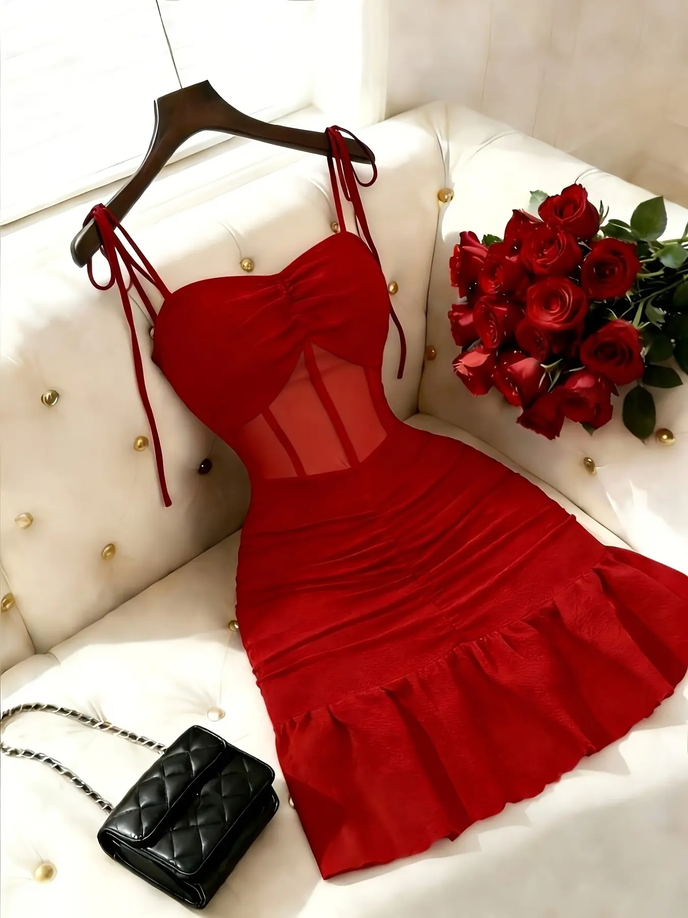 Elegant Sexy Strapless Knit Mesh Mini Dress, Perfect for Dates, Parties, Evening, Summer, Afternoon Tea, Holiday Dresses, Nightclub Wear