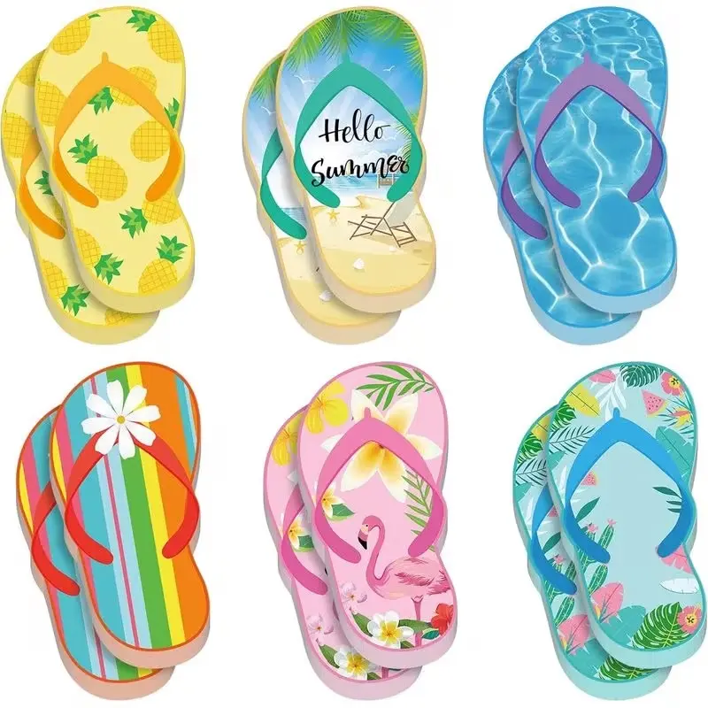 12-Piece Letter Shoe Stickers, Hawaii Luau Party Gift, Summer Beach Self-Adhesive Notes, Colorful Sandal Labels, Cruise, Classroom, Office, School Supplies