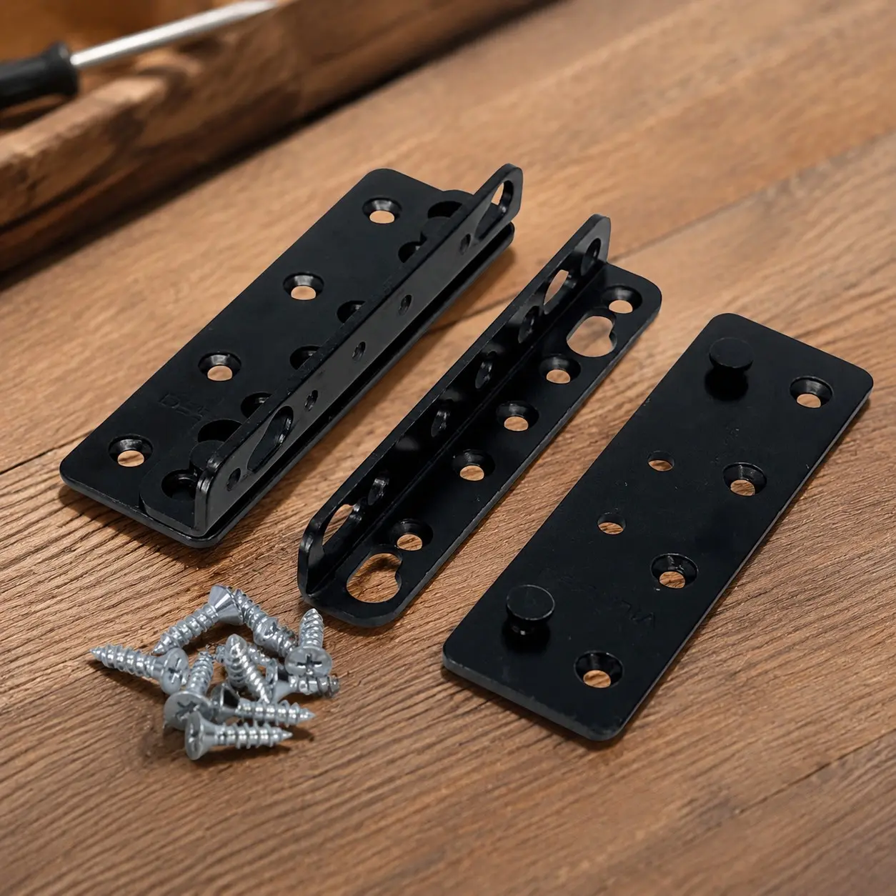 Set of 4 No Mortise Bed Frame Brackets - Connects Headboard & Footboard to Side Rails - Screws & Instructions Included