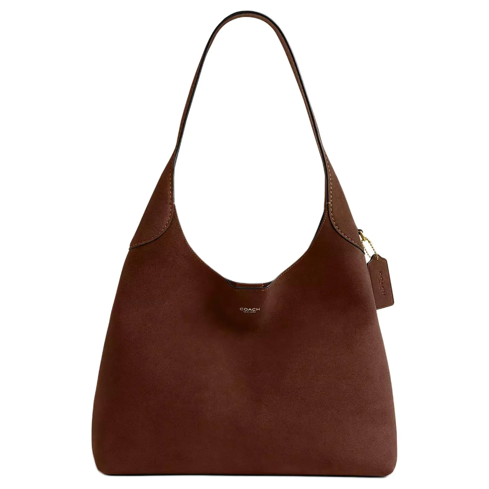COACH Brooklyn 34 Crossbody Bag for Women – Gold-Embossed Letter Style in Warm Brown Genuine Leather