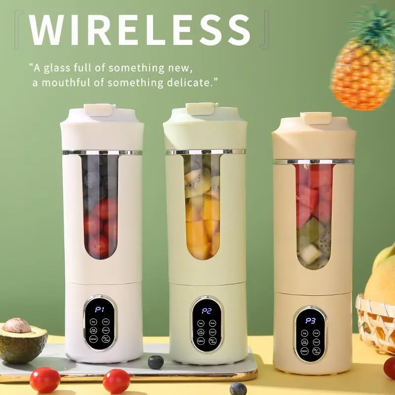 Cordless Portable Juicer Blender Smoothie Maker - Rechargeable USB Mini Electric Blender with Automatic Clean Function, Compact Personal Fruit Mixer for Home, Travel