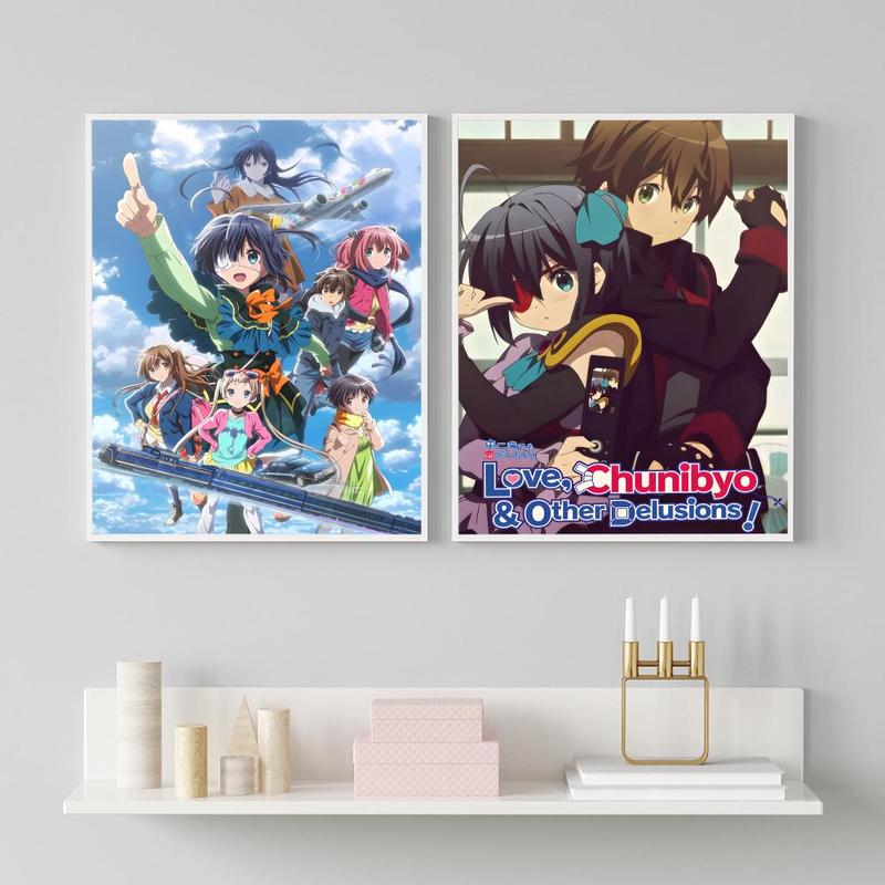 Love Chunibyo & Other Delusions Poster HD Heavy-Duty Self-Stick Waterproof Wall Decor Bathroom Wall Art Tool-Free Install Durable & Reusable Conceals Wall Flaws Elevates Home Style Perfect for Living Room Bathroom & Kitchen Easy Apply & Remove