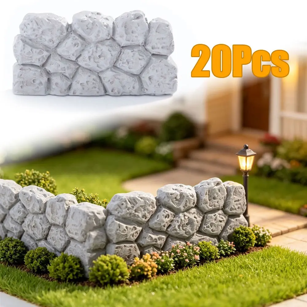 20PCS realistic fake stone wall mini ornaments, garden micro-scene architectural decoration, suitable for DIY mini model, plant potted landscape and toy house layout production.