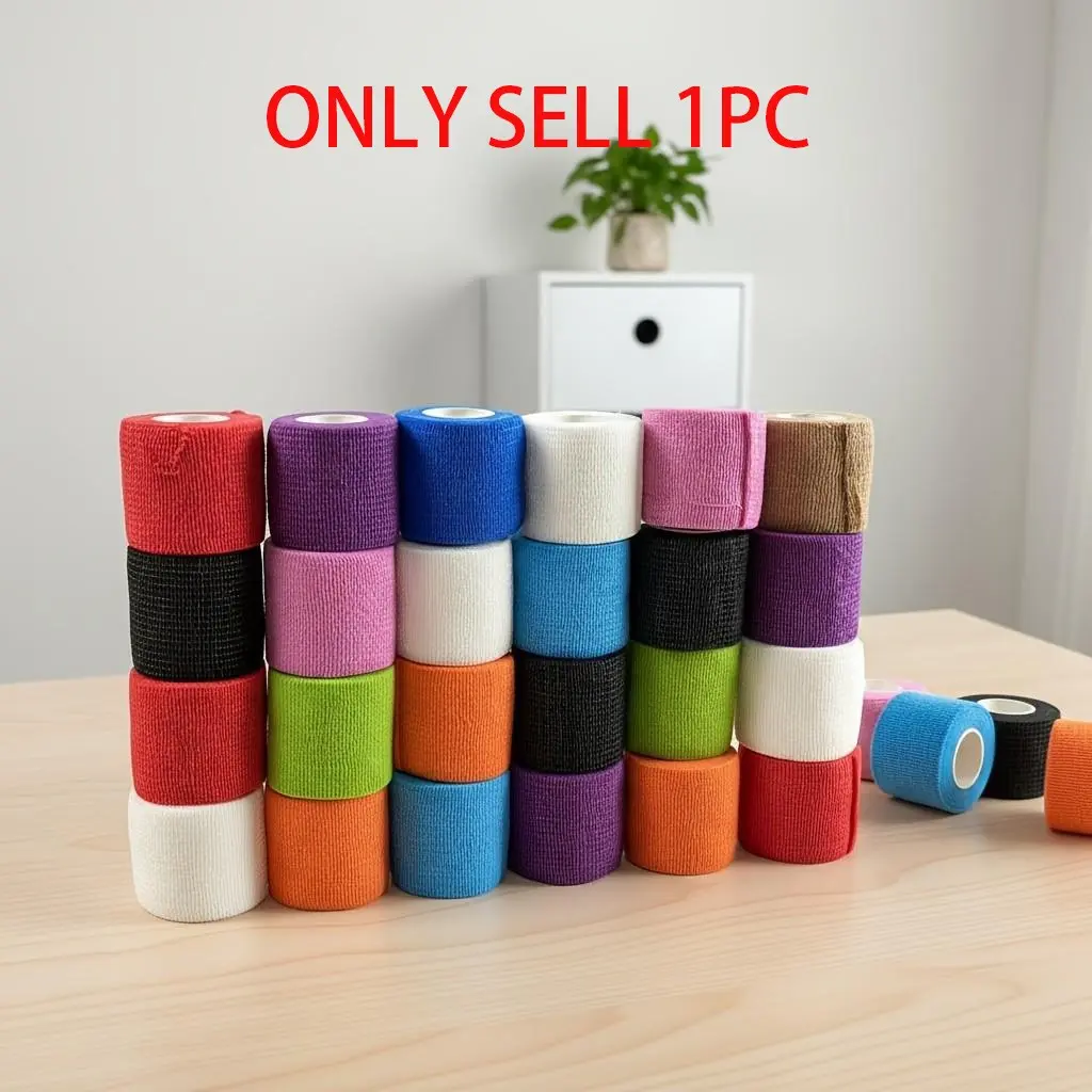 Elastic Self-Adhesive Bandage 5cm, Ideal for Fingers, Wrist, Toes, Sports Injuries, Random Color, Comfortable & Durable Design, Elastic Athletic Tape