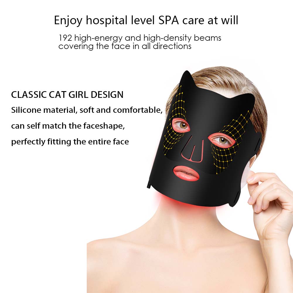 LED Silicone Mask, USB Rechargeable LED Color Light Mask Instrument, Household Facial Mask Spectrometer, Personal Care Appliances, Skin Repair
