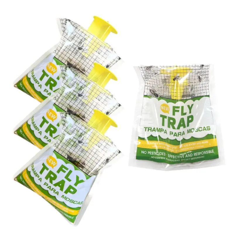 4Pcs Outdoor Fly Trap Bags With Bait,Efficient Disposable Flies Traps Hanging Fly Catcher Killer For Outdoor Ranch,Garden,Cattle Farm,Horse Barn Outdoor Garden Pest Catcher Insect Pest Control