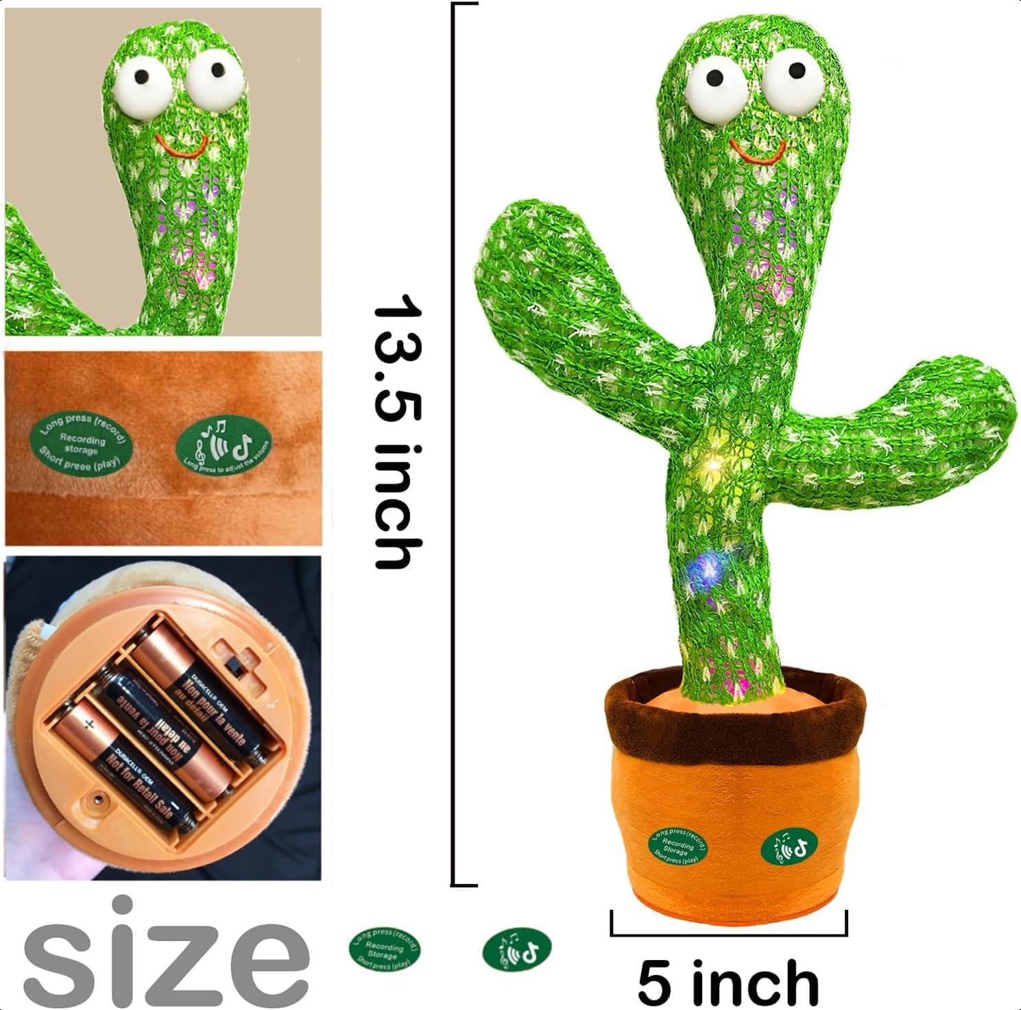 Interactive Toys Dancing Talking Cactus Toy,Funny Gift , Singing Musical Record Repeat What You Say Light Up Toy for Toddler (Volume Adjustment)