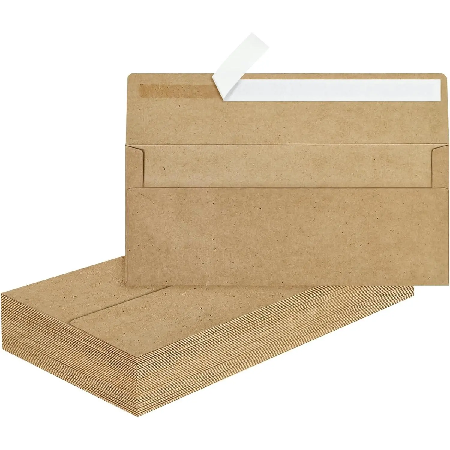 50 Pcs #10 Kraft Self Seal Envelopes, Windowless Business Mailing Envelopes for Office, Checks, Letters, Invoices, Statements, Wedding, 4-1/8 x 9-1/2 inch(Gift)