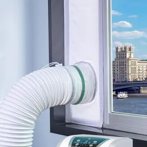 Portable AC Window Vent Kit, 100% Sealing Portable Air Conditioner Window Kit Seal Kit for AC Unit Clothes Dryer, 9X63 Inch Length Adjustable, Waterproof, No DrillingGift.