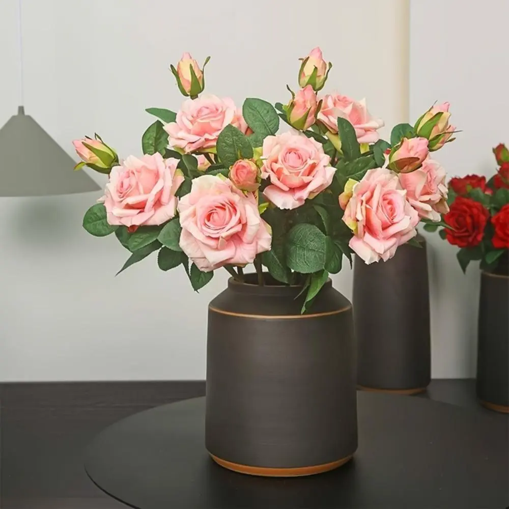 【Clearance Sale | Limited Quantities Available】AnYa 5/10pcs Vibrant Plastic Artificial Rose Bouquets with Leaves, Multi-Colored Decorative Ornaments, Ideal for Wedding Decor, Home Decor - Home Supplies Decorative Flowers, Vibrant Look