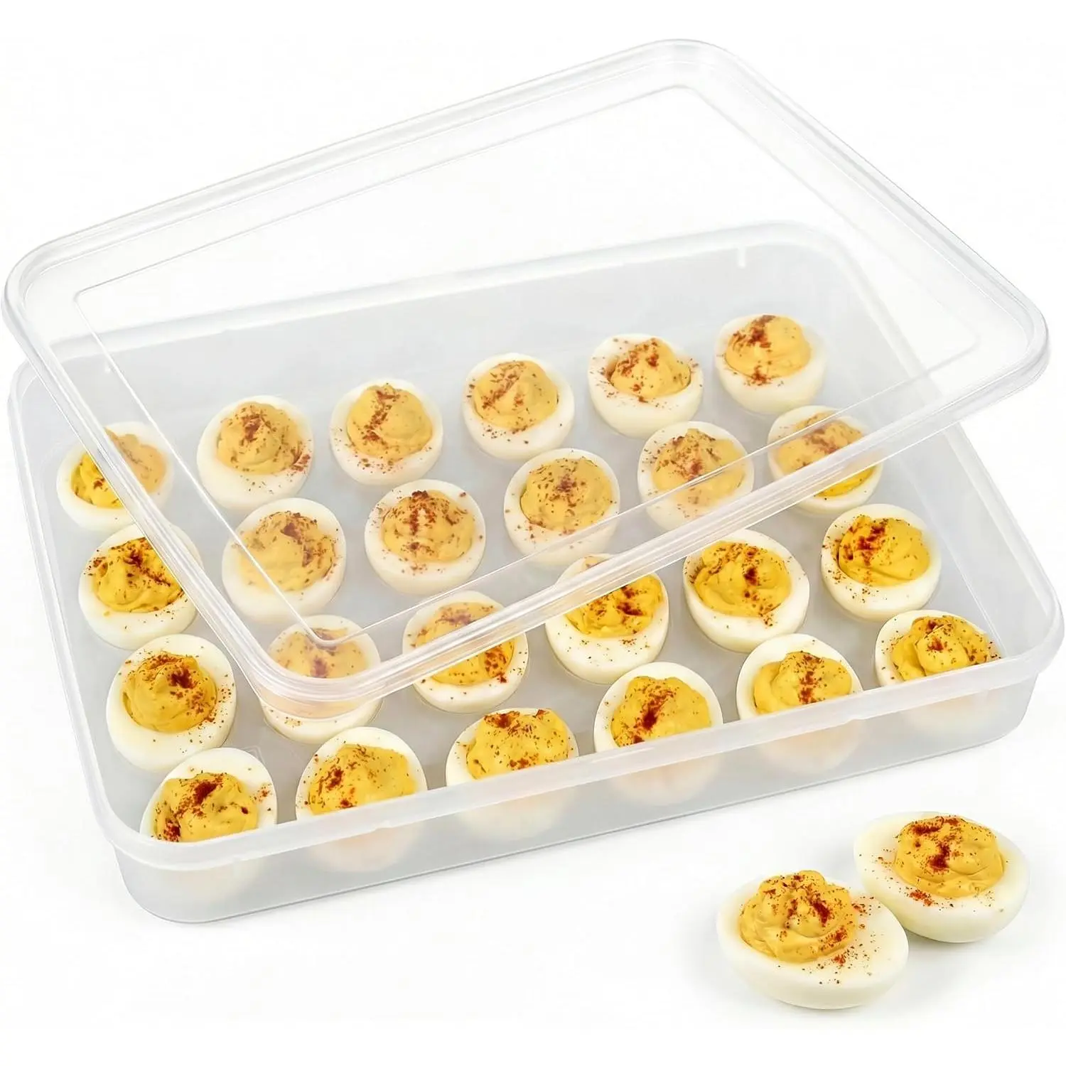 Deviled Egg Containers with Lid, Plastic Egg Holder for 24 Eggs |   Clear Deviled Egg Holder for Refrigerator Storage, Home Kitchen, Party, Easter, Thanksgiving and Other Festival : Appliances