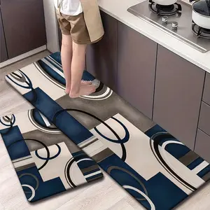 2/3 Piece Geometric Kitchen Mats, Washable Rustic Style, Absorbent, for Kitchen, Bathroom, Laundry Room, Hallway, Home Decor