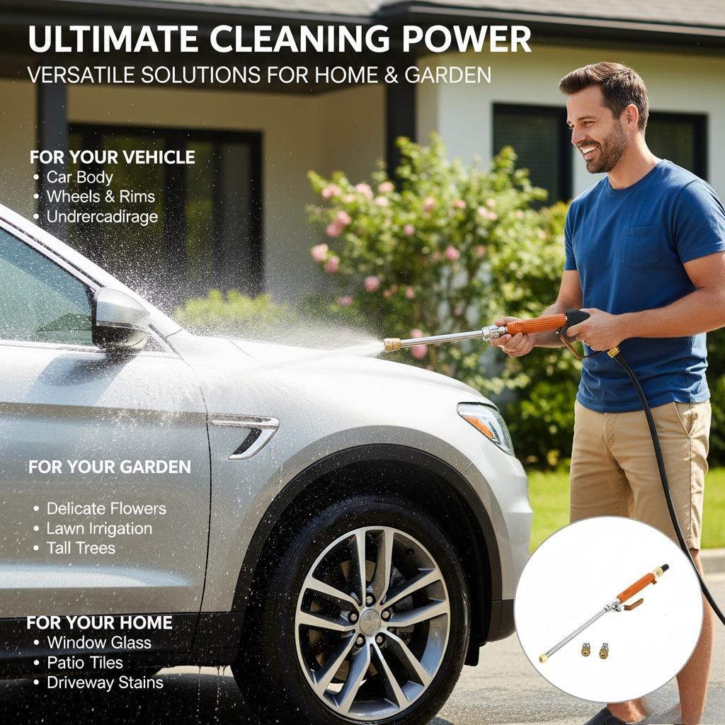 Portable High Pressure Car Wash Gun | Outdoor Cleaning Tool for Garden & Camping