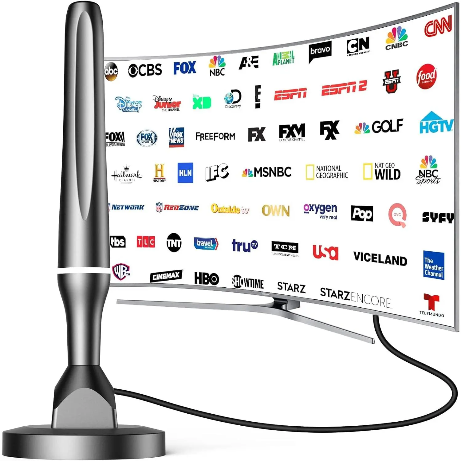 TV Antenna for Smart TV Indoor, Digital Antenna for Local Channels，360 Degree Long Range Signal Reception, 4K 1080P HD Digital Antenna, Easy Install for Local TV Channels (White)
