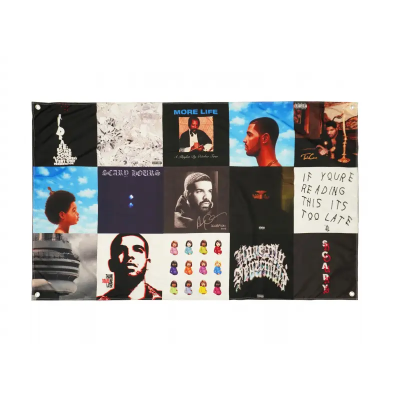 Rapper 3x5 Flag Music Album Cover Collage Tapestry for Wall Hanging College Dorm Decor Bedroom Living Room Party Banner with 4 Grommets perfect gift gifts Y2K Indie Room Decor Wall Tapestry