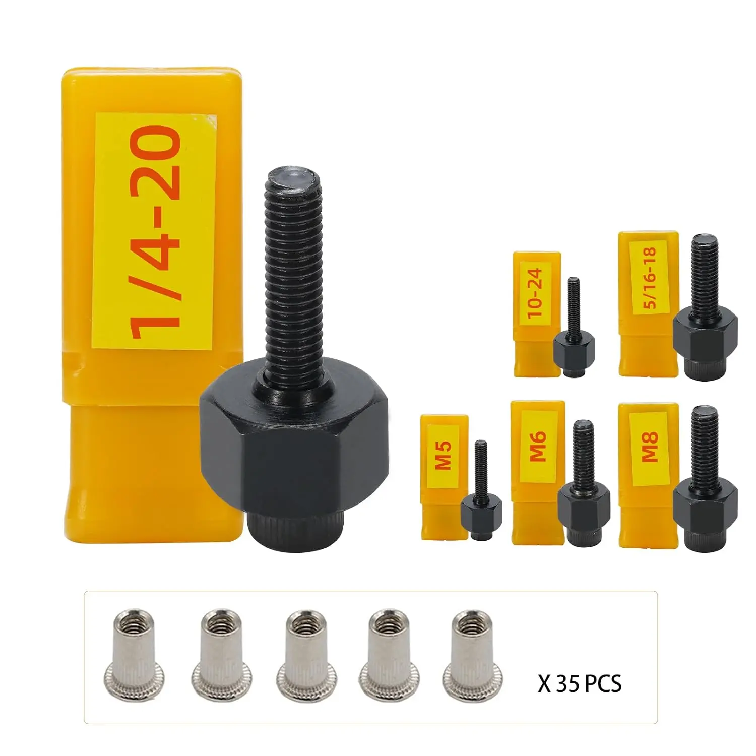 20 count Stainless Steel Rivet Nuts with Hand Rivet Nut Tool Set, Manual Rivnut Tool, Hand Nut Riveter Accessory for Simple Install (5/16)