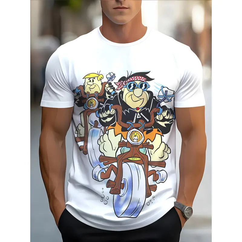Men's Digital Print Motorbike T-shirt Outdoor Comfort Quick-Drying Breathable Casual Top for Motorcycle Enthusiasts