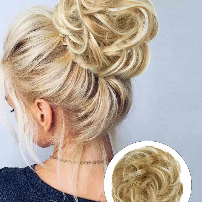 6 Inch Fashionable Solid Color Wavy Bun, Synthetic Soft Hairpieces for Daily Use, Messy Elastic Scrunchies Style Natural Fluffy Hair Bun, Fake Hair Bun
